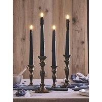 Lights4Fun 4 Truglow Black Dripping Wax Led Taper Candles With Remote Control