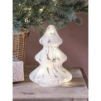 Lights4Fun White Detail Glass Led Christmas Tree Decoration