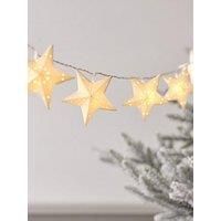 Lights4fun Indoor Christmas White Paper Star Garland 10 Warm White LEDs Battery Operated String Fairy Lights with Timer 1.8m
