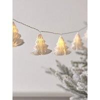 Lights4fun Indoor White Paper Christmas Tree Garland 10 Warm White LEDs Battery Operated String Fairy Lights with Timer 1.8m