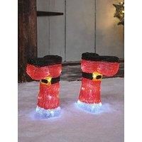 Lights4fun Set of 2 Santa’s Boots Acrylic Stake Lights featuring 30 White LEDs