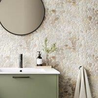 Wickes Riverstone White Pebble Stone Wall & Floor Mosaic Tile Sheet - 300 x 300mm