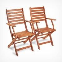 Wooden Folding Garden Chairs Set Of 2 Outdoor Patio Hardwood Armchair Lawn Deck