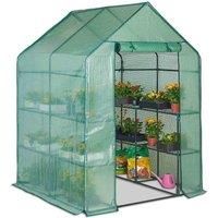 VonHaus Walk In Greenhouse with 8 Shelves, Roll Up Zip Panel Door, Re-enforced