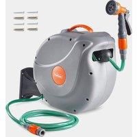Garden Hose Reel Water Pipe Auto Rewind Lock Wall Mounted Retractable 20M Long