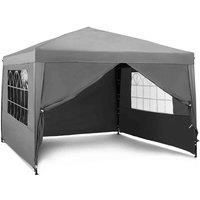 VonHaus Pop Up Gazebo 3x3m Set – Outdoor Garden Marquee with Water-resistant Cover & Leg Weight Bags - Grey Colour