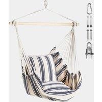 VonHaus Hanging Chair 100% Cotton Garden Outdoor Swinging Hammock Cushioned Seat