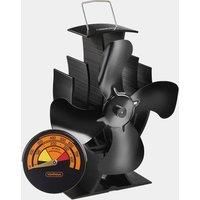 Heat Powered Wood Log Burning Fire Burner Mini Stove Top Fan Thermometer