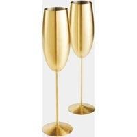 VonShef Champagne Flutes Glasses Brushed Gold Stainless Steel Shatterproof
