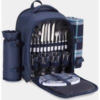 VonShef 4 Person Navy Tartan Picnic Backpack