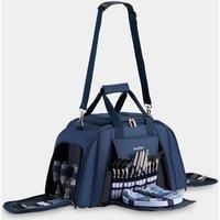 VonShef 6 Person Navy Tartan Holdall Picnic Bag with Cooler Compartment