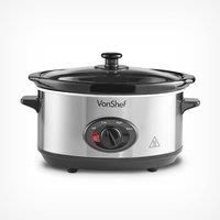 VONSHEF Electric Slow Cooker 3.5L  Ceramic Pot & Glass Lid with Keep Warm SAFE
