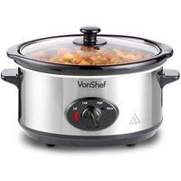 VONSHEF Electric Slow Cooker 3.5L  Ceramic Pot & Glass Lid with Keep Warm SAFE