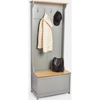 VonHaus Grey Hall Valet Coat Stand Tree With Storage Trunk Bench - 180cm