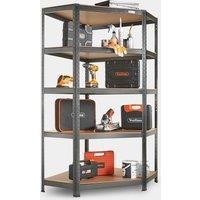 VonHaus 5 Tier Garage Shelving Corner Unit - Metal Racking, Steel & MDF Shelves