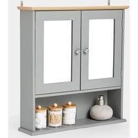 VonHaus Bathroom Wall Cabinet Storage With Mirror Medicine Cupboard Grey