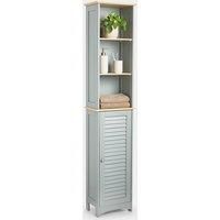 VonHaus Bathroom Tall Boy Door Cabinet Unit With Shelving And Cupboard  Grey