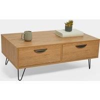 VonHaus Capri TV Unit 120cm Oak Effect Console Table Pull Down Door & 2 Shelves