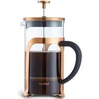 VonShef French Press Cafetière Copper Stainless Steel Glass - 8 Cup/1 Litre Coffee Maker