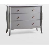 BTFY Grey Chest of Drawers | Wooden 3 Drawer Vintage Style w/ Rose Gold Handles