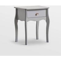 BTFY Grey Bedside Table – Baroque Nightstand – 1 Drawer Bedside Cabinet - Vintage Style Bedside Storage Drawer w/Rose Gold Handle & Curved Legs – Compact Side Table for Bedroom, Living Room & Lounge