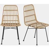 Dining Chairs Set of 4 | Rattan Kitchen Chairs 4 Set | Boho Style | VonHaus