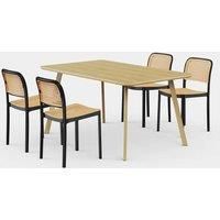 Dining Table & Chairs Set | Dinner Table & 4 Plastic Dining Chairs | VonHaus