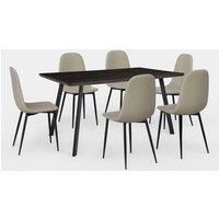 Dining Table & Chairs Set, Rectangular Dinner Table with 6 Chairs, VonHaus