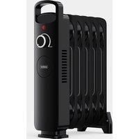 VonHaus Mini Oil Filled Radiator 800W 6 Fin – Portable Electric Small Heater – Adjustable Temperature & Tip Over Safety Switch – Black