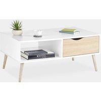 Coffee Table Scandinavian Nordic Style White and Light Oak Effect