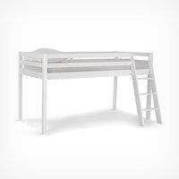 VonHaus Mid Sleeper Bed | Pine Wooden Cabin Bed with Ladder and Storage Space