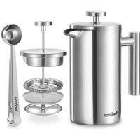 VonShef Cafetiere Coffee Maker French Press Plunger Stainless Steel 800ml 6 Cup