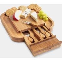 Bamboo Cheese Board with 4 Knifes Set