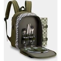 VonShef 2 Person Picnic Backpack With Insulated Cooler Bag Cutlery Set -  Green