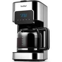 VonShef 1.5L Filter Coffee Maker Machine Instant 12 Cups LCD Display Reusable