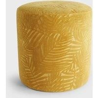BTFY Yellow Velvet Footstool |  Round Upholstered Pouffe Ottoman Footrest Chair