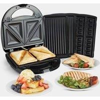 VonShef Sandwich Toaster Waffle Maker Iron Toastie Grill Panini Press 3 in 1