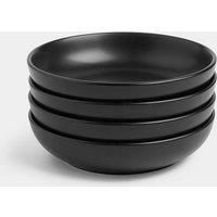 VonShef 4 Piece Matte Black Bowl Set – Ceramic Bowls for Pasta, Cereal, Soup