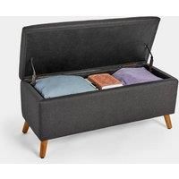 VonHaus Storage Ottoman Pouffe Charcoal Grey Rectangular Bench Footstool & Box