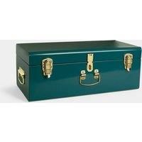 Beautify Storage Trunk Teal Metal Gold Hardware Stackable Vintage Lockable Chest