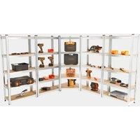 5-Tier Galvanised Steel Corner Shelving Unit x5 Silver (150 x 70cm)