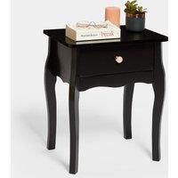 BTFY Black Bedside Table | Wooden 1 Drawer Nightstand Cabinet | Baroque, Vintage