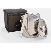 Ice Bucket with Tongs - VonShef 2L Silver Hammered Stainless Steel Ice Bucket