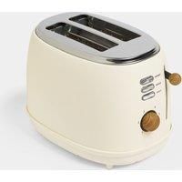 2 Slice Toaster – VonShef 850W Matte Cream and Wood Effect Toaster – 6 Settings