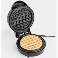 VonShef Mini Waffle Maker – Waffle Iron 600W with 12.5cm Non Stick Plates, Single Belgian & American Waffle Machine, Keto Chaffle Maker, Snacks & Desserts, Compact, Power/Ready Indicator Light – Black