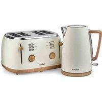 VonShef Kettle and Toaster Cream – 1.7L Kettle & 4 Slice Toaster - Fika Range