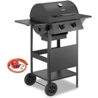 VonHaus Gas BBQ, Barbecue with x2 Gas Burners, Warming Rack, Fold Down Shelves