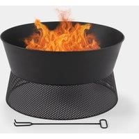 VonHaus Fire Pit – Firepit for Outdoor, Garden, Patio – Portable & Lightweight with Mesh Detail, Black Steel, Fire Poker Included – Use Wood or Charcoal to Fuel