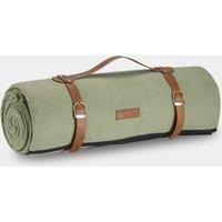 Picnic Blanket, 8 Person Large Green Herringbone Picnic Rug Travel Mat - VonShef