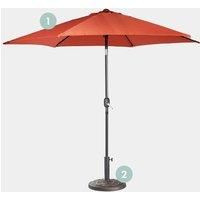 2.7m Burnt Orange Steel Parasol & Base Set (9kg)